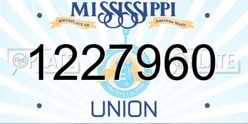 1227960 Mississippi License Plate