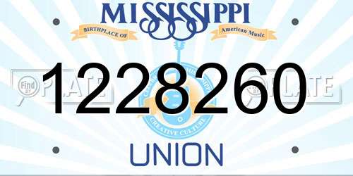 1228260 Mississippi License Plate