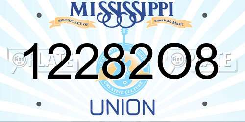 12282O8 Mississippi License Plate