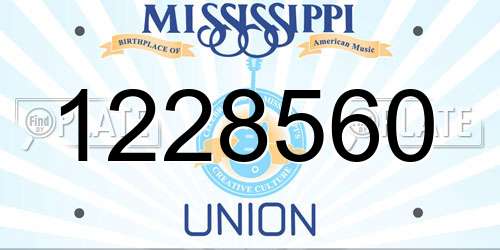 1228560 Mississippi License Plate