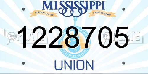 1228705 Mississippi License Plate