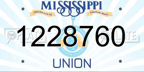 1228760 Mississippi License Plate