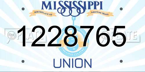 1228765 Mississippi License Plate