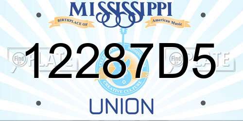 12287D5 Mississippi License Plate
