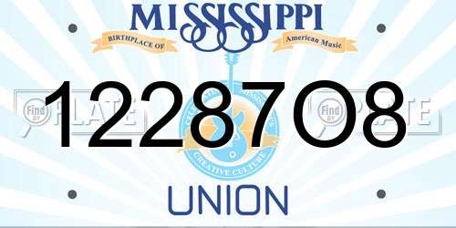 12287O8 Mississippi License Plate