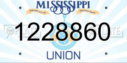 1228860 Mississippi License Plate