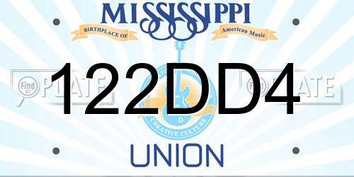 122DD4 Mississippi License Plate