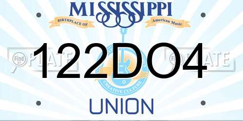 122DO4 Mississippi License Plate