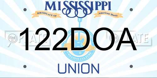 122DOA Mississippi License Plate