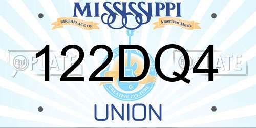 122DQ4 Mississippi License Plate