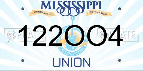 122OO4 Mississippi License Plate