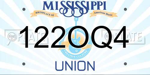 122OQ4 Mississippi License Plate