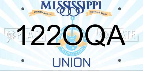 122OQA Mississippi License Plate