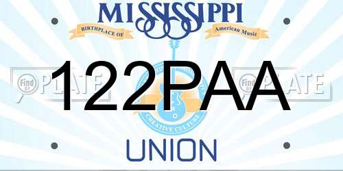 122PAA Mississippi License Plate