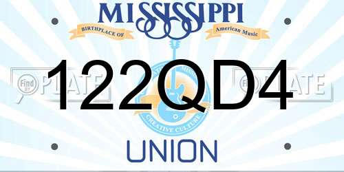 122QD4 Mississippi License Plate