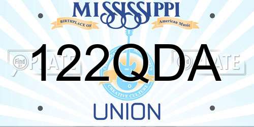 122QDA Mississippi License Plate