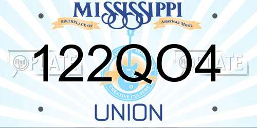 122QO4 Mississippi License Plate