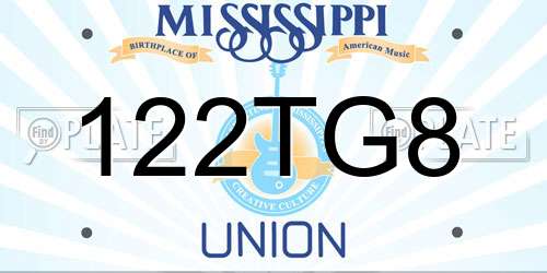 122TG8 Mississippi License Plate
