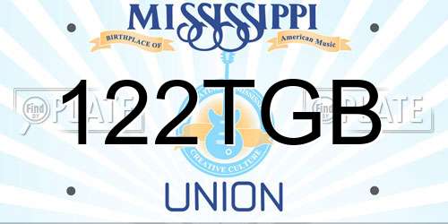 122TGB Mississippi License Plate