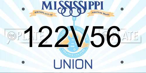 122V56 Mississippi License Plate