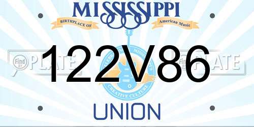 122V86 Mississippi License Plate