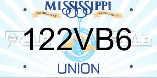 122VB6 Mississippi License Plate