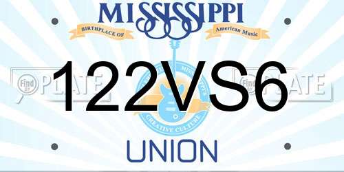 122VS6 Mississippi License Plate