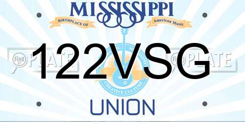 122VSG Mississippi License Plate