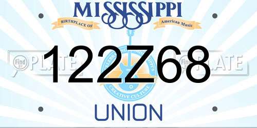 122Z68 Mississippi License Plate