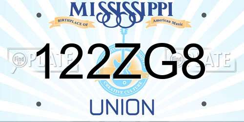 122ZG8 Mississippi License Plate