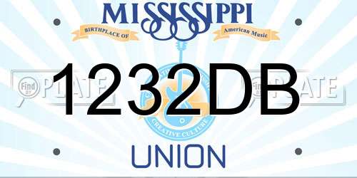 1232DB Mississippi License Plate