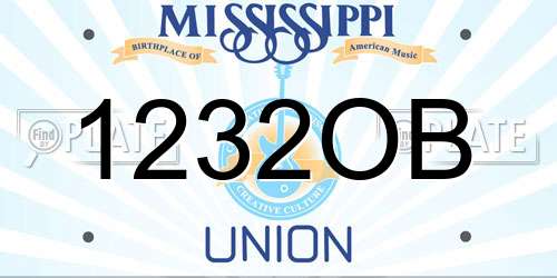 1232OB Mississippi License Plate