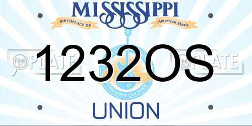 1232OS Mississippi License Plate