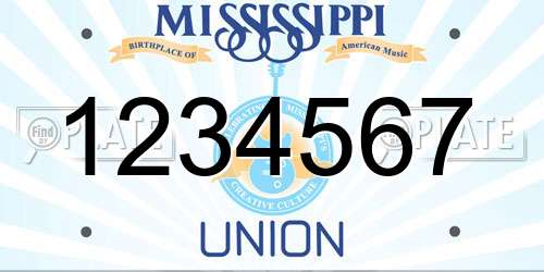 1234567 Mississippi License Plate