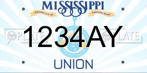 1234AY Mississippi License Plate