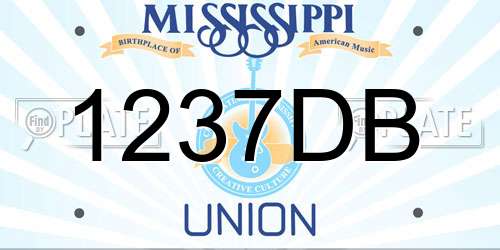 1237DB Mississippi License Plate