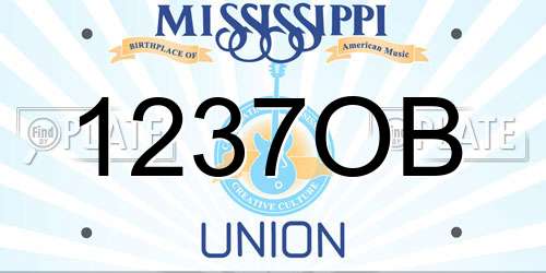 1237OB Mississippi License Plate