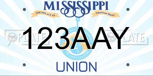 123AAY Mississippi License Plate
