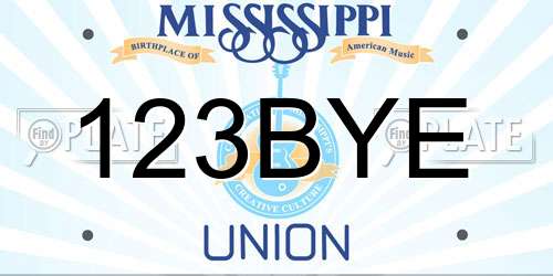 123BYE Mississippi License Plate