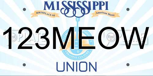 123MEOW Mississippi License Plate