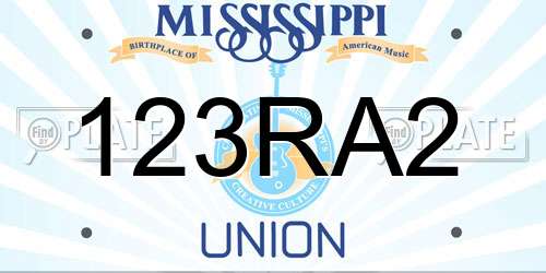 123RA2 Mississippi License Plate