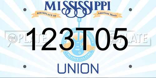 123T05 Mississippi License Plate