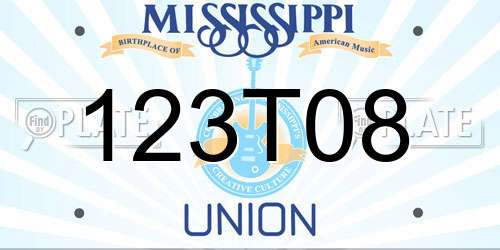 123T08 Mississippi License Plate