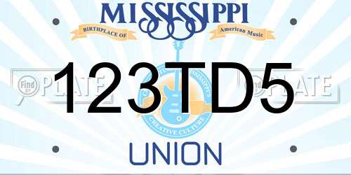 123TD5 Mississippi License Plate