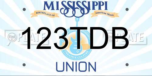 123TDB Mississippi License Plate