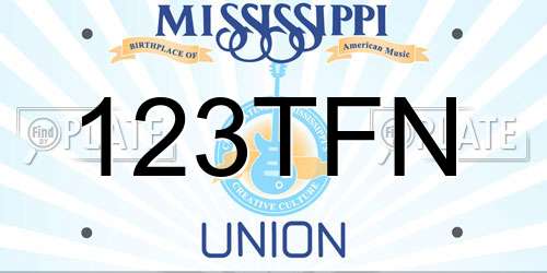 123TFN Mississippi License Plate