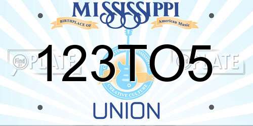 123TO5 Mississippi License Plate