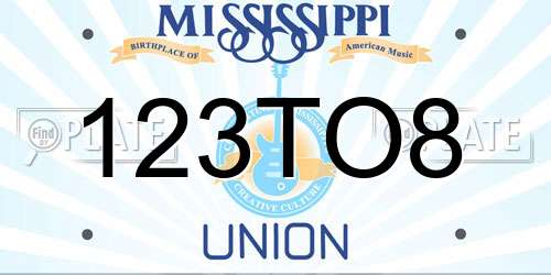 123TO8 Mississippi License Plate