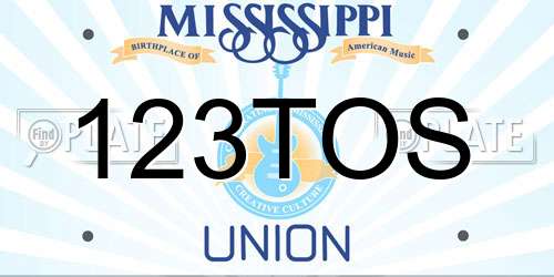 123TOS Mississippi License Plate