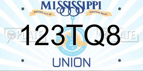 123TQ8 Mississippi License Plate